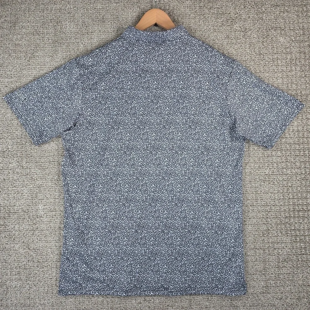 Bogey Bros Mens Golf Polo Shirt XL Black White Maze Print Short Sleeve Button Up - Picture 6 of 8